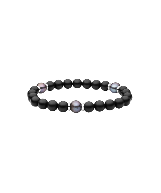 Браслет с ониксами и жемчугом