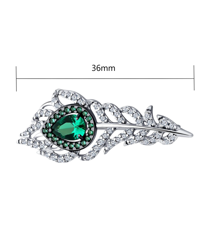 Серебряная брошь с цирконами