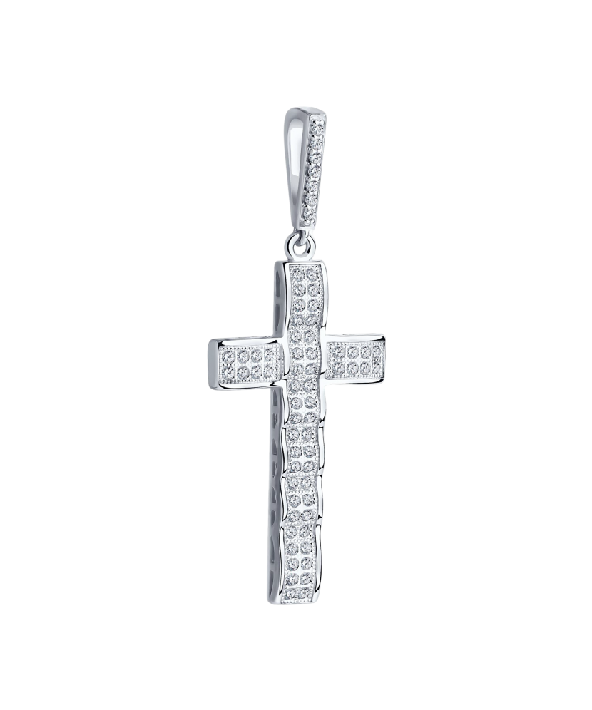 Sudraba piekariņš ar cirkonijiem "Krustiņš"