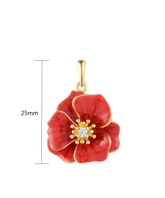 Позолоченный серебряный кулон с эмалью и цирконом