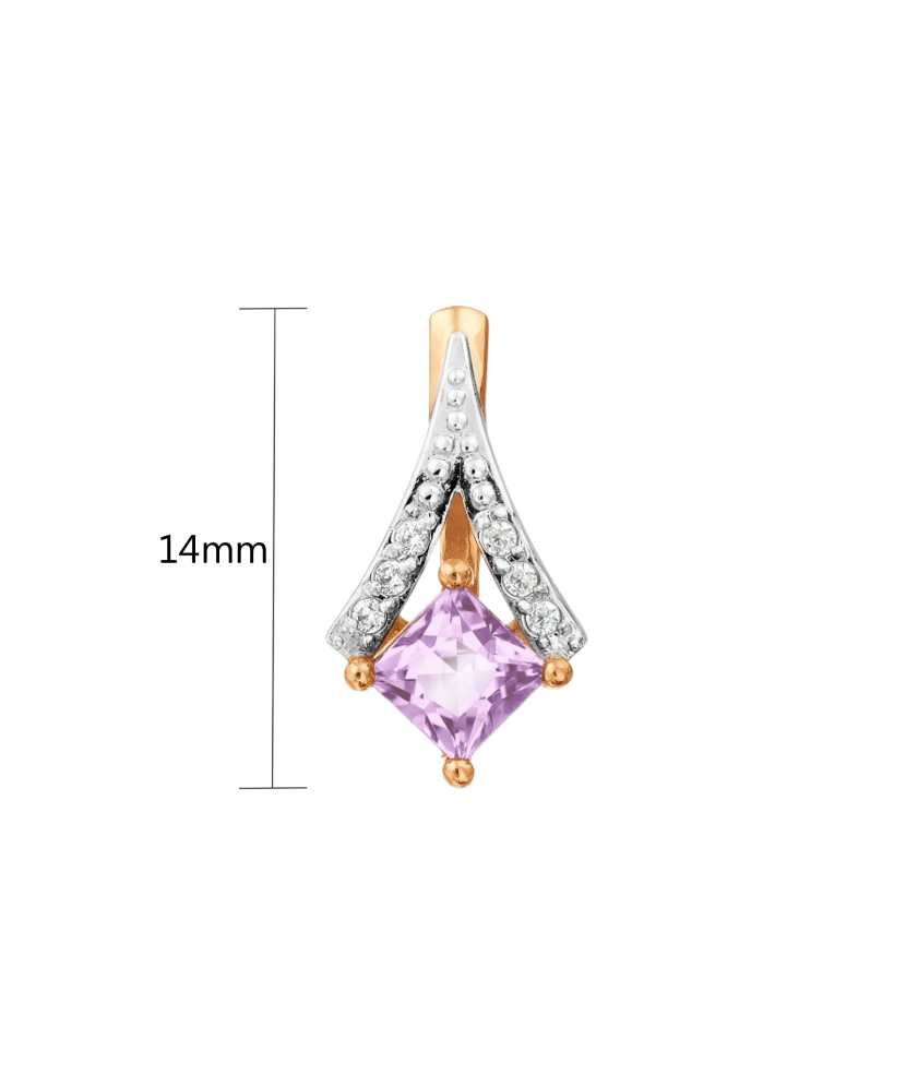Zelta piekariņš ar ametistu un cirkonijiem