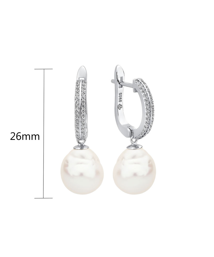 Sudraba auskari ar Kasumi pērlēm un cirkonijiem - Goldinga