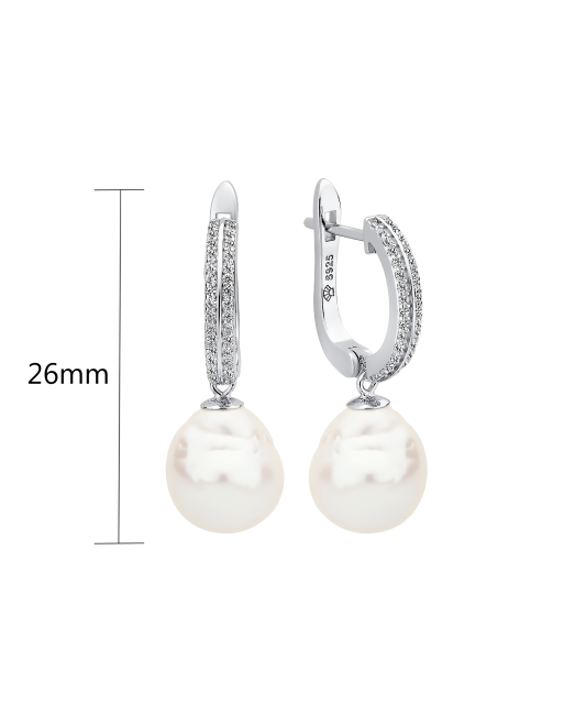 Sudraba auskari ar Kasumi pērlēm un cirkonijiem - Goldinga