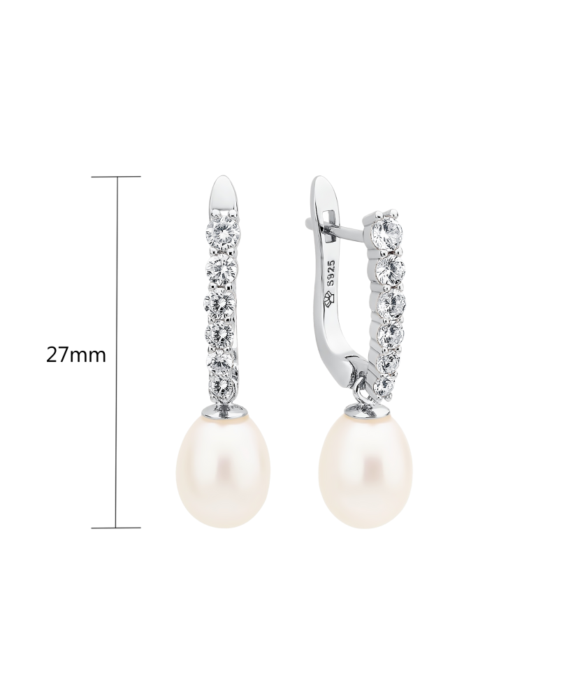 Sudraba auskari ar pērlēm un cirkonijiem