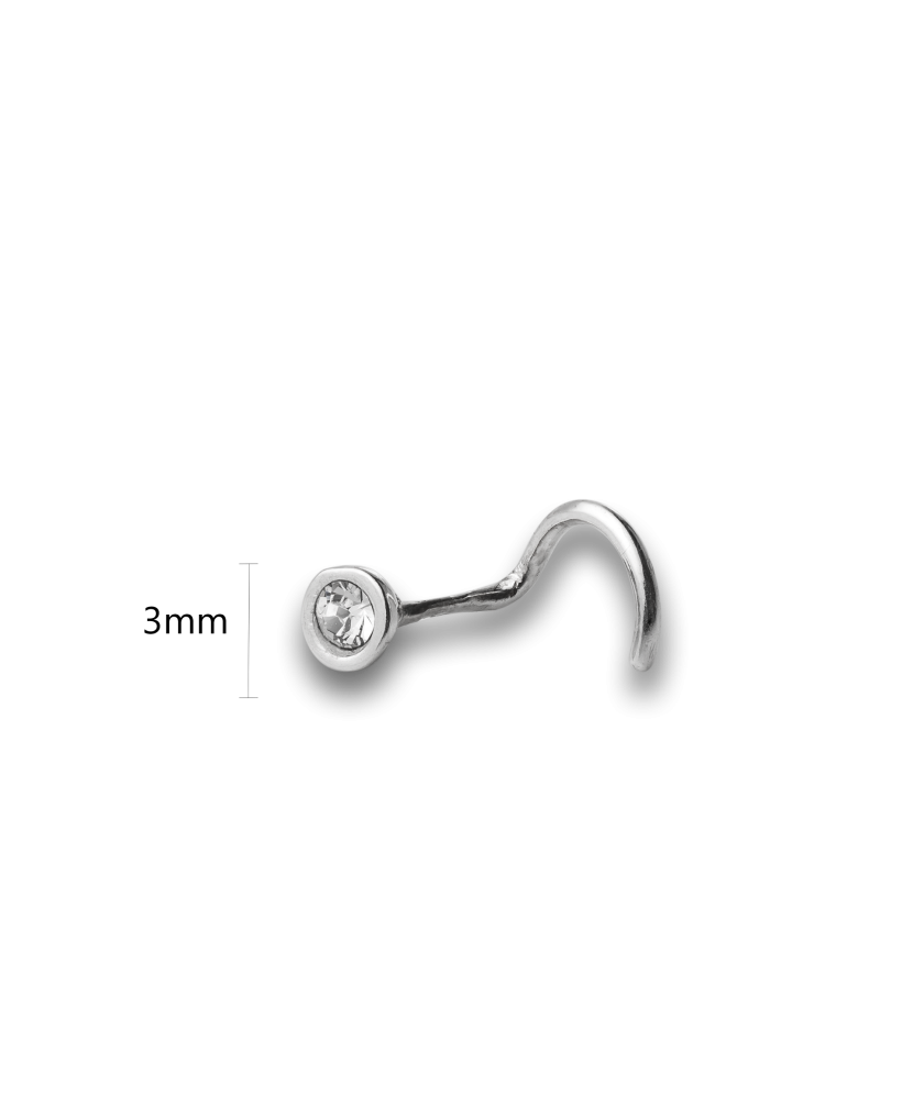 Sudraba pīrsings ar cirkoniju degunā - Goldinga