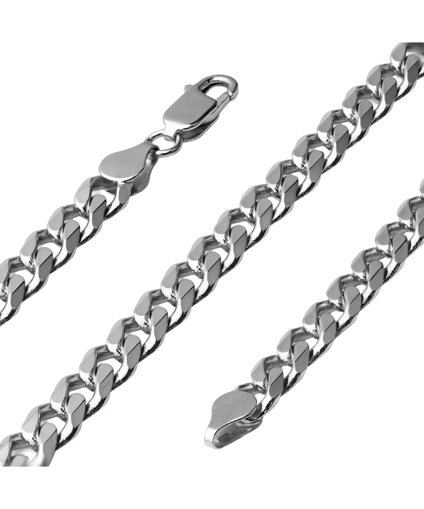 Masīva sudraba ķēde, pārklāta ar rodiju vīriešiem "Curb" 6.7mm - Go...