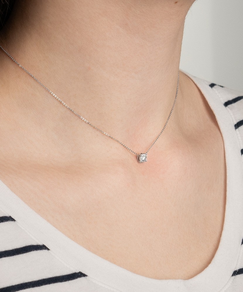 Baltā Zelta ķēdīte ar briljanta piekariņu - Goldinga