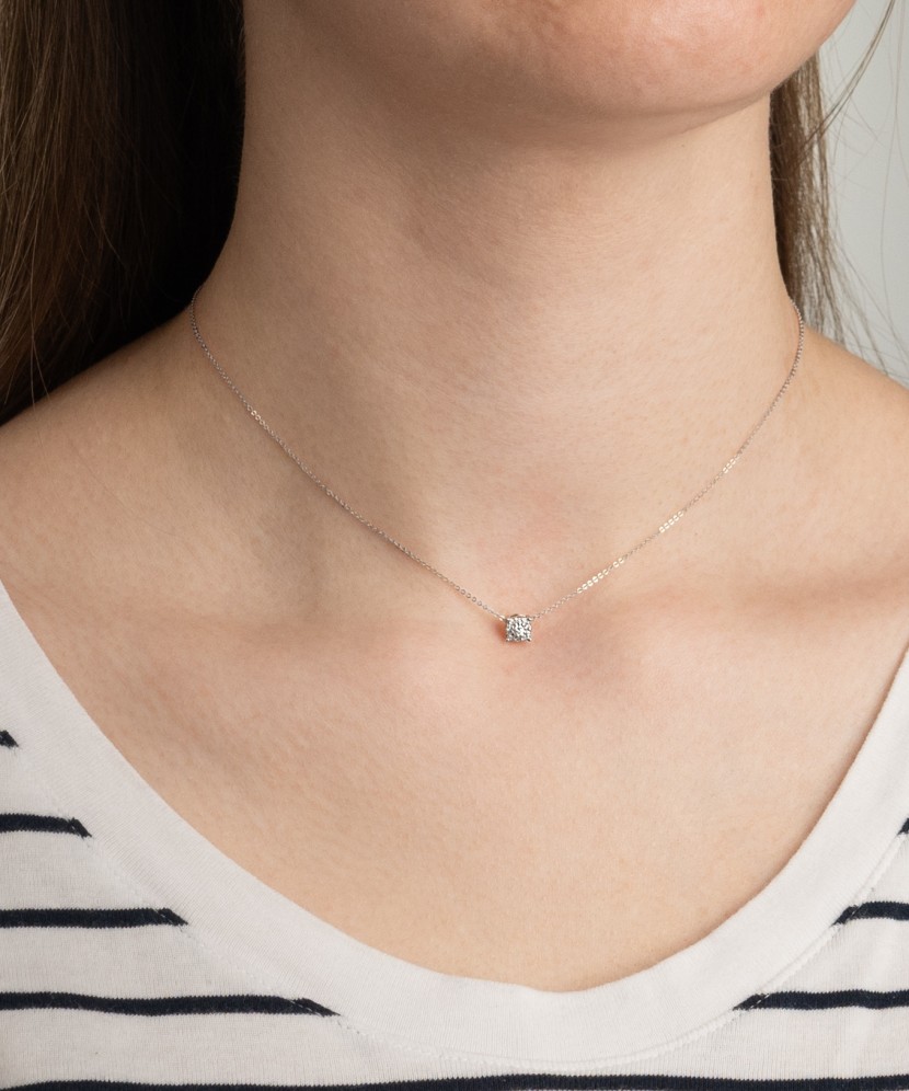 Baltā Zelta ķēdīte ar briljanta piekariņu - Goldinga