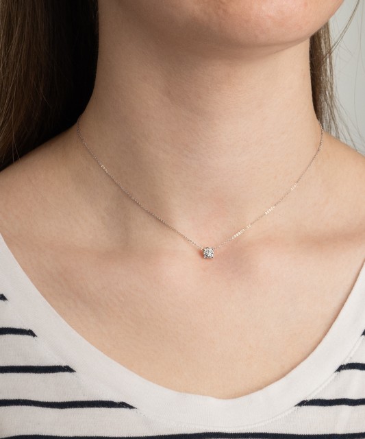 Baltā Zelta ķēdīte ar briljanta piekariņu - Goldinga