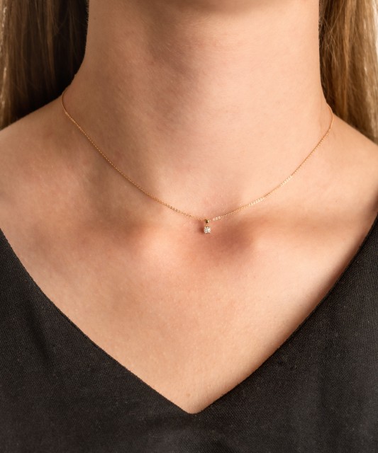 Dzeltena zelta ķēdīte ar briljanta piekariņu - Goldinga