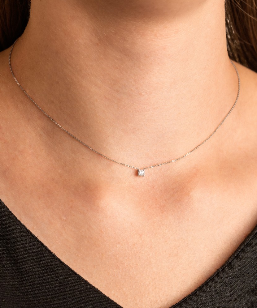 Baltā Zelta ķēdīte ar briljanta piekariņu - Goldinga