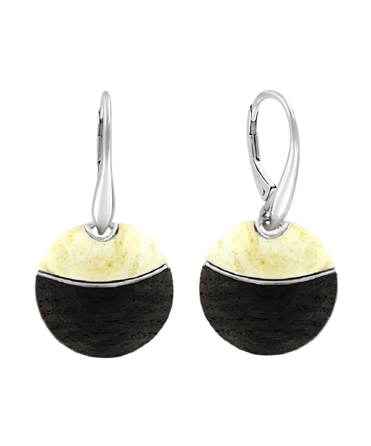 Серьги из серебра с янтарём  и дерево