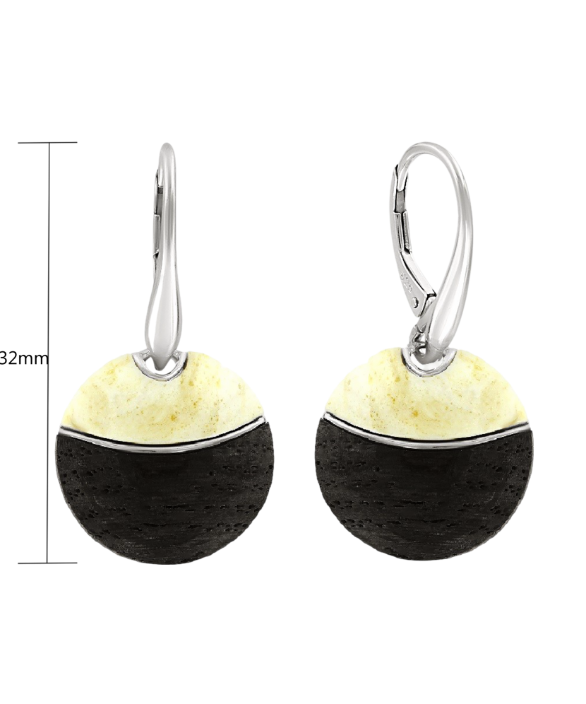 Серьги из серебра с янтарём  и дерево