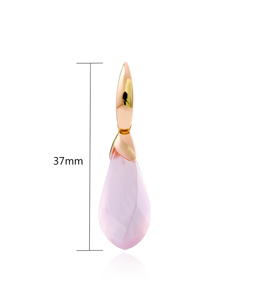 Золотой кулон/подвеска с розовым кварцем