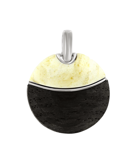 Sudraba piekariņš ar dzintaru un koku - Goldinga