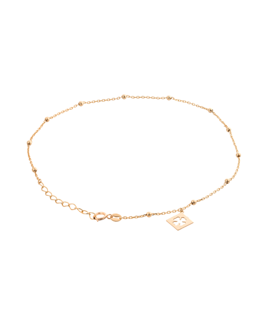 Zelta ķēdīte uz kājas ar piekariņiem