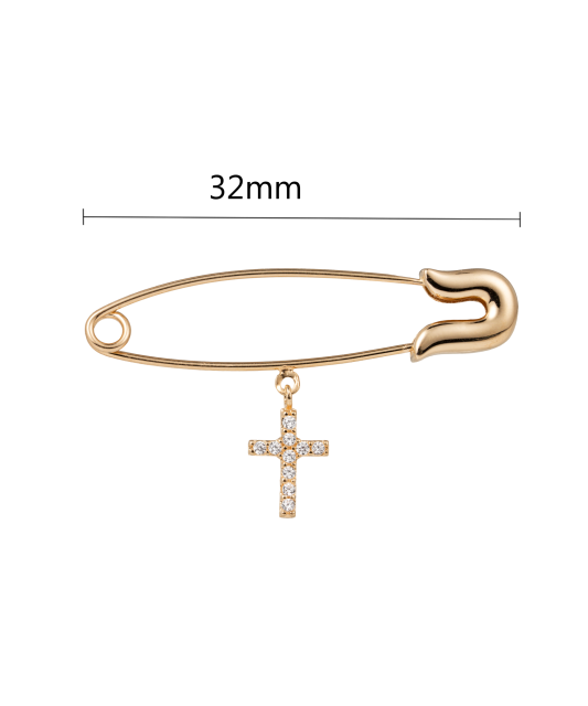 Золотая брошь с цирконами