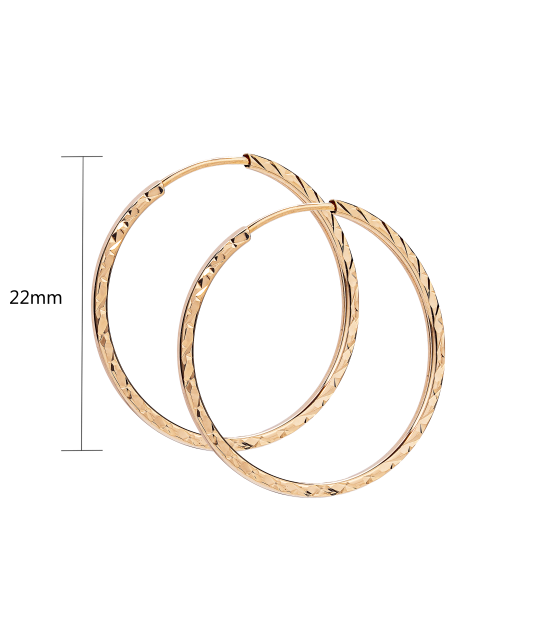 Золотые серьги конго (кольца) с гравировкой 22mm