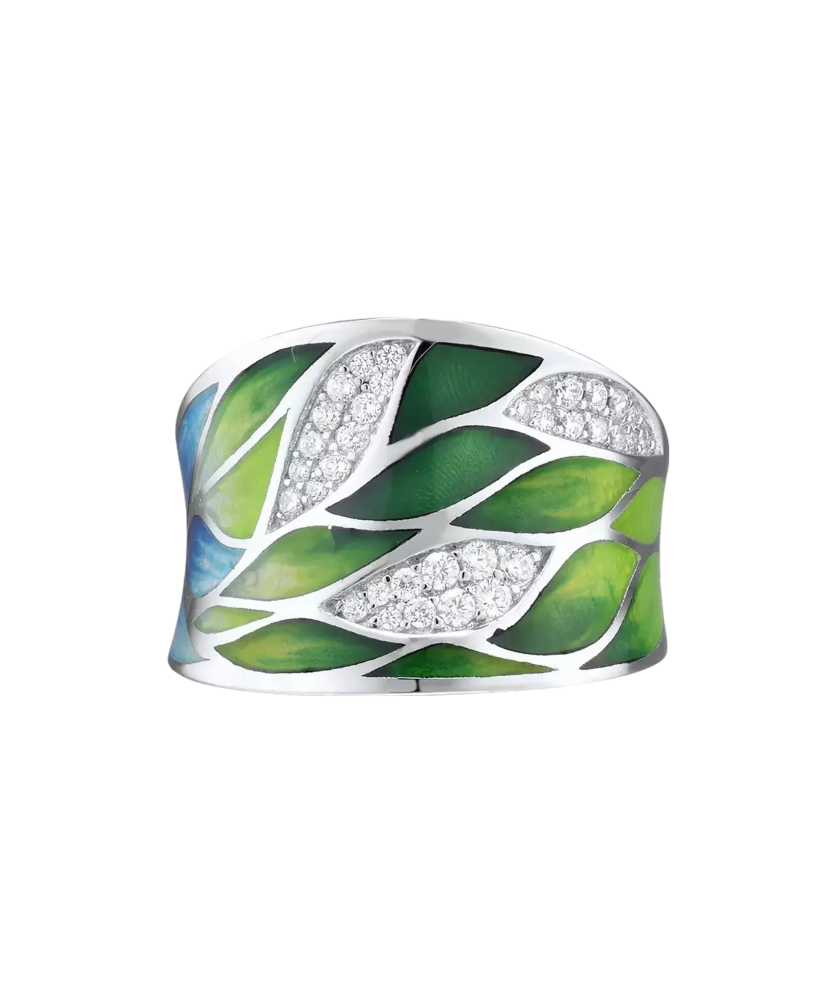 Sudraba gredzens ar emalju un cirkoniem - Goldinga