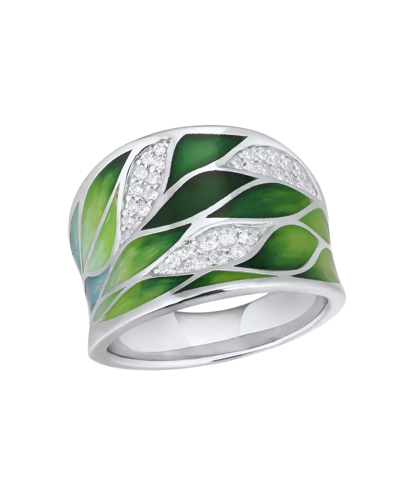 Sudraba gredzens ar emalju un cirkoniem - Goldinga