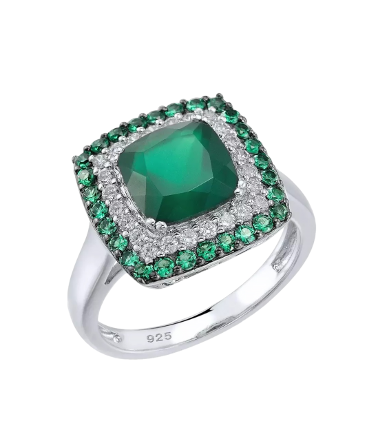 Sudraba gredzens ar cirkonijiemun špineļiem