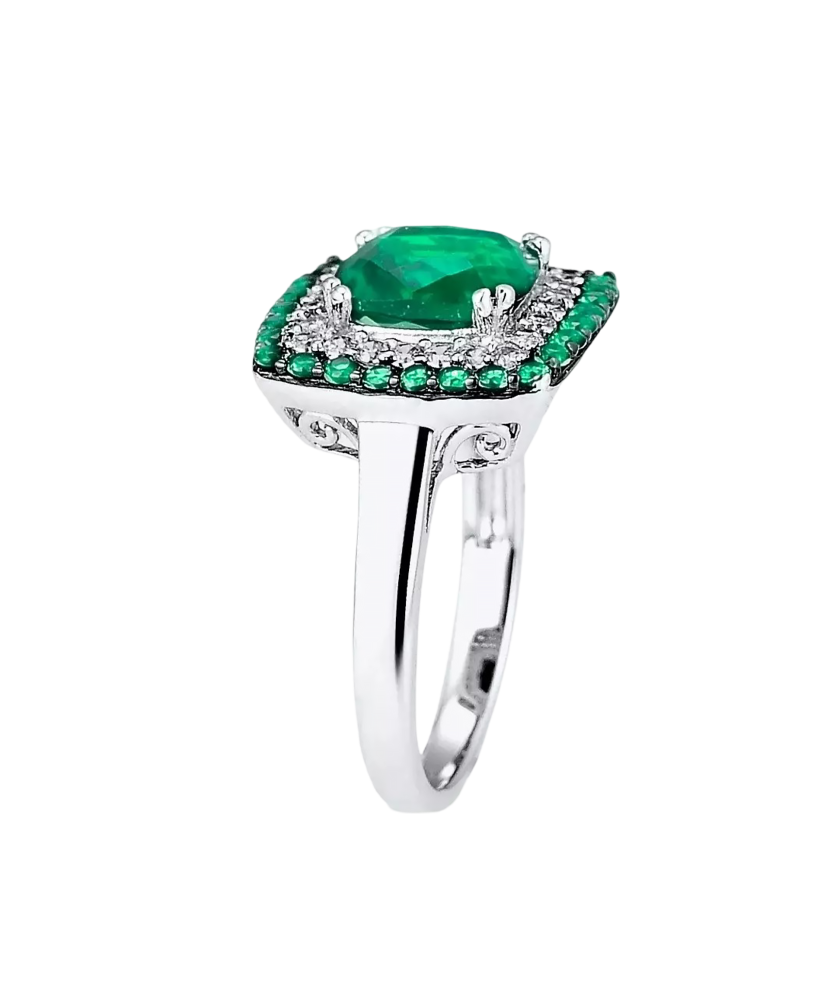 Серебряное кольцо со шпинелями и цирконами