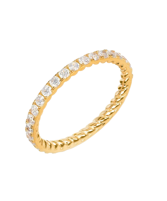 Кольцо из золочёного серебра с фианитами