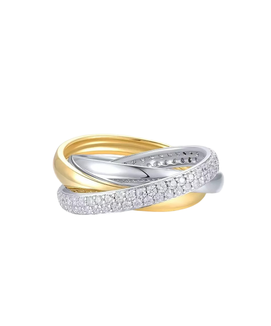 Apzeltīts sudraba gredzens ar cirkoniem