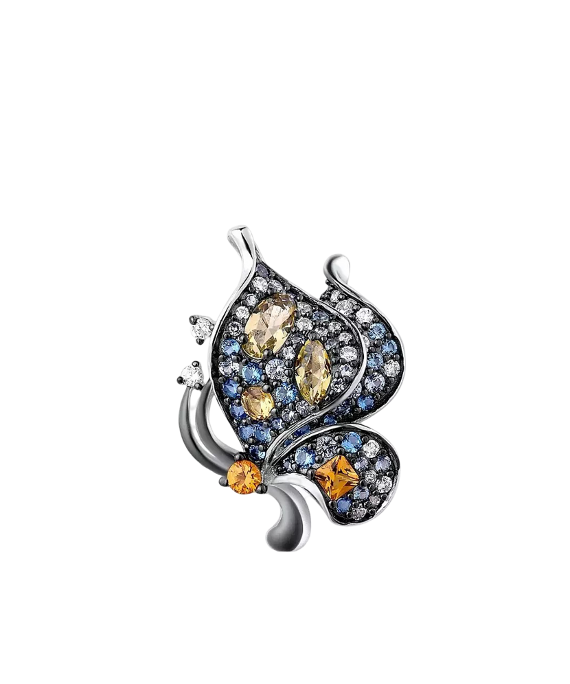 Sudraba kulons ar spineļiem un cirkoniem "Tauriņš"