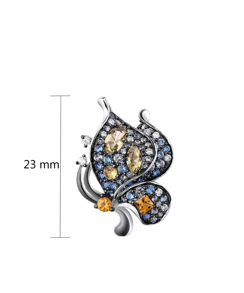 Sudraba kulons ar spineļiem un cirkoniem "Tauriņš"