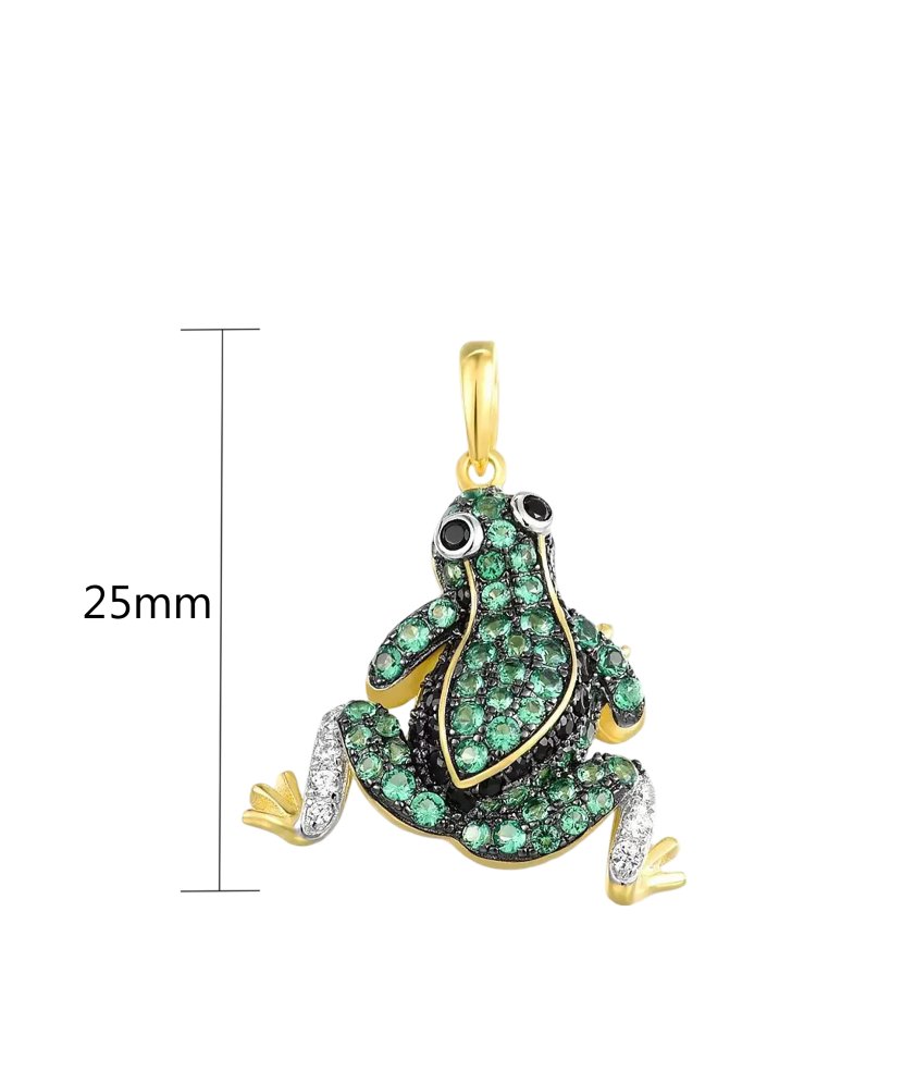 Apzeltīts Sudraba kulons ar spineļiem un cirkoniem "Varde" - Goldinga