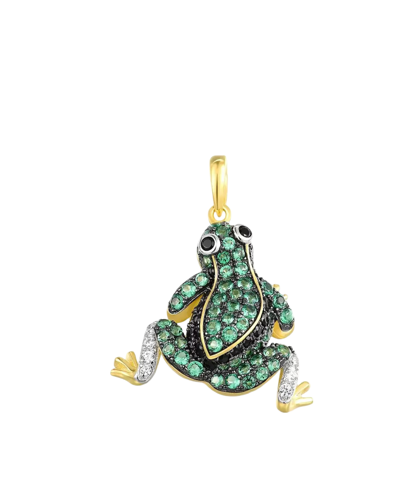 Apzeltīts Sudraba kulons ar spineļiem un cirkoniem "Varde" - Goldinga