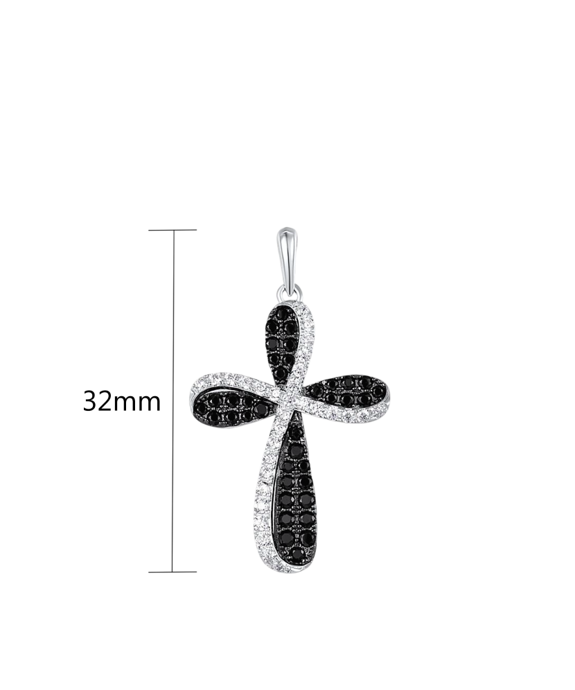 Sudraba kulons ar spineļiem un cirkoniem"Krusts"