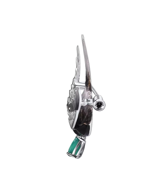 Sudraba sakta ar ahātu, emalju un cirkoniem "Putns"