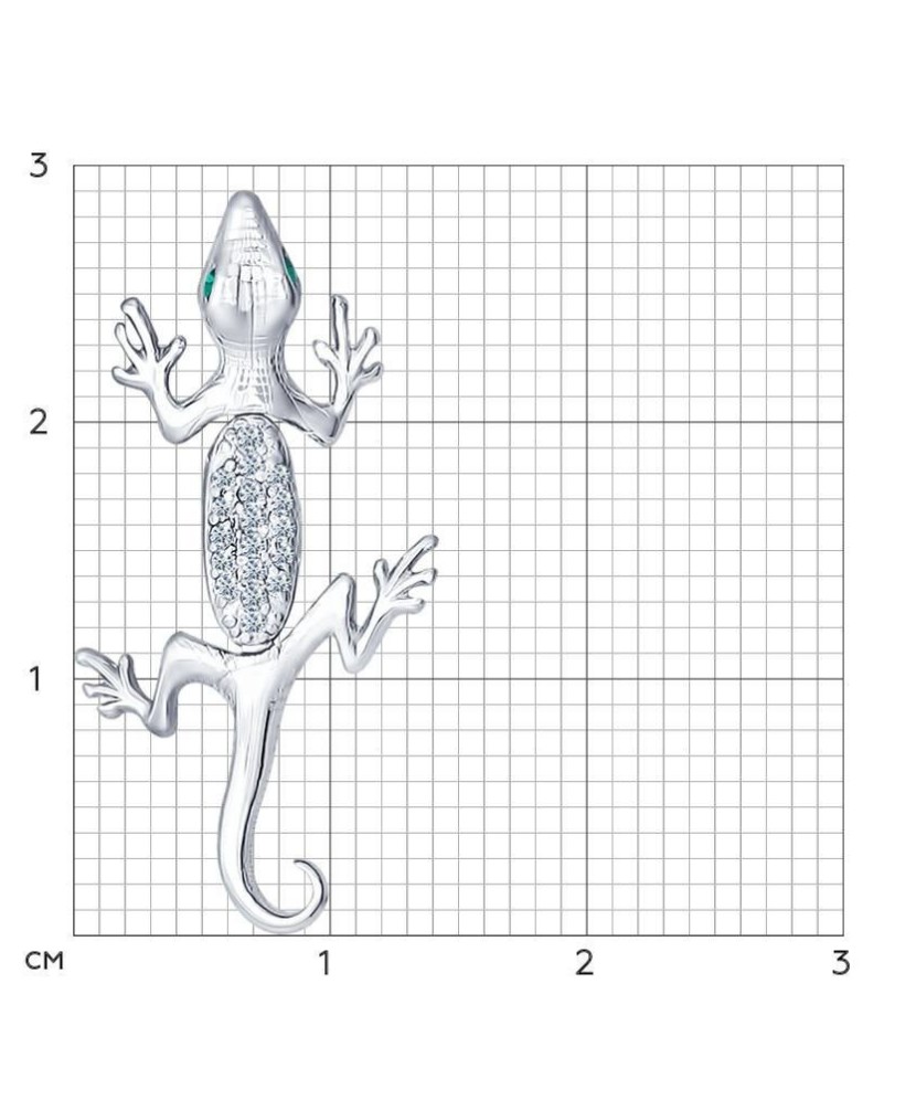 Sudraba piekariņš ar cirkonijiem "Ķirzaka" - Sudraba Kuloni - Goldinga