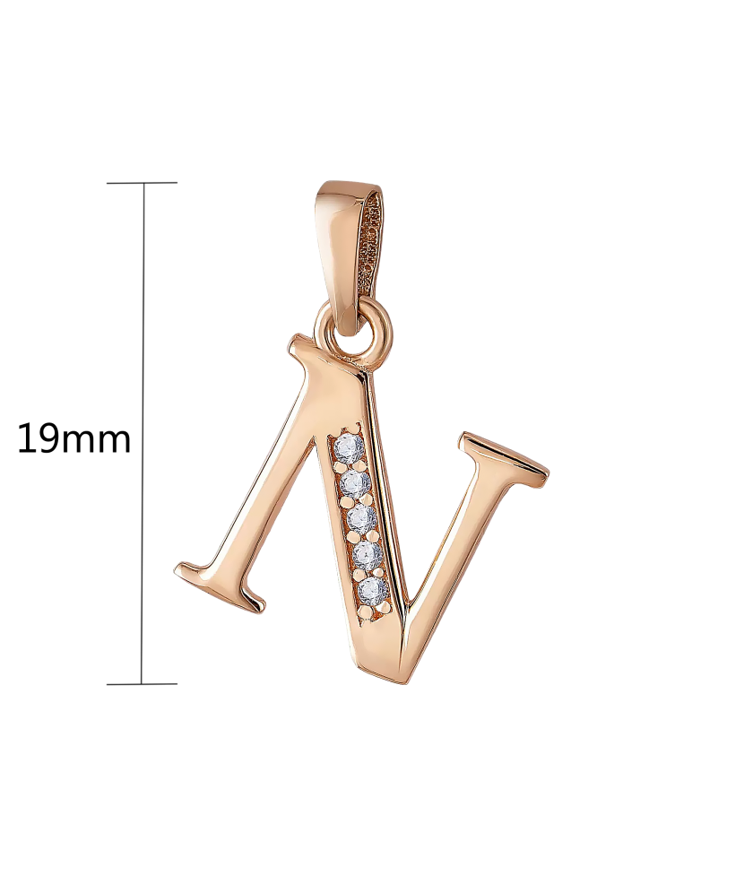 Zelta piekariņš ar cirkonijiem burts N