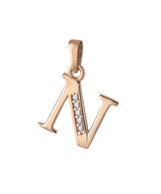 Zelta piekariņš ar cirkonijiem burts N