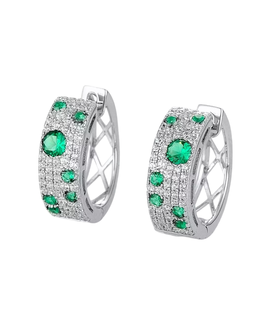 Серебряные серьги со шпинелями и цирконами