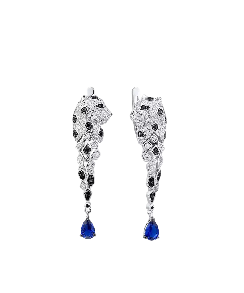 Серебряные серьги со шпинелями и цирконами