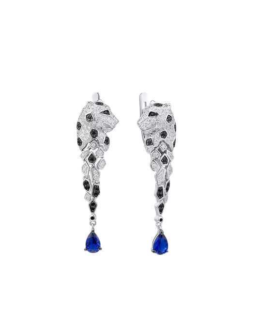 Sudraba auskari ar spineļiem un cirkoniem