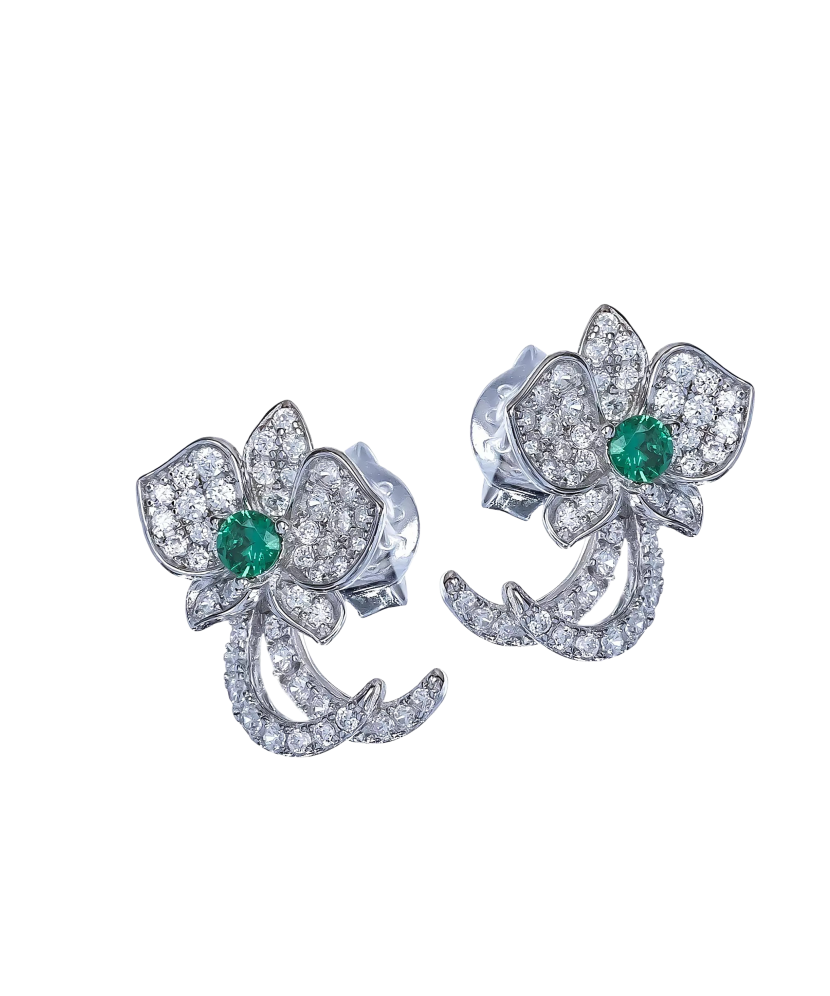 Sudraba auskari ar spineļiem un cirkoniem