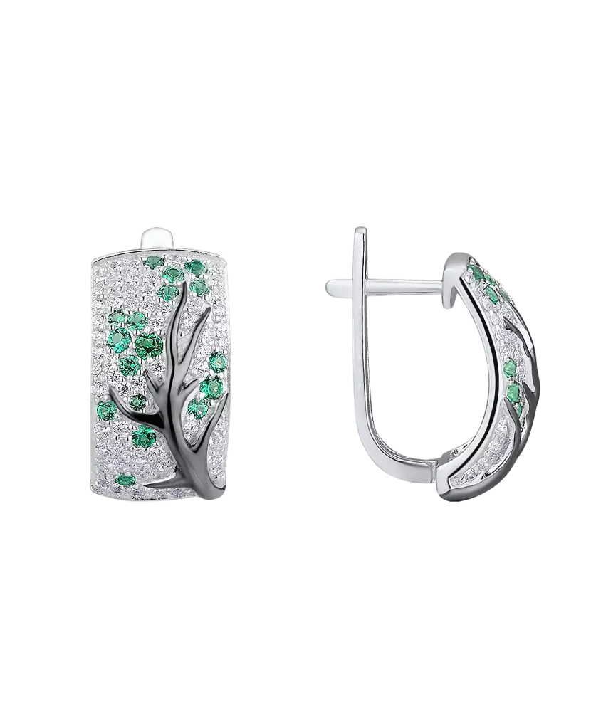 Серебряные серьги со шпинелями и цирконами