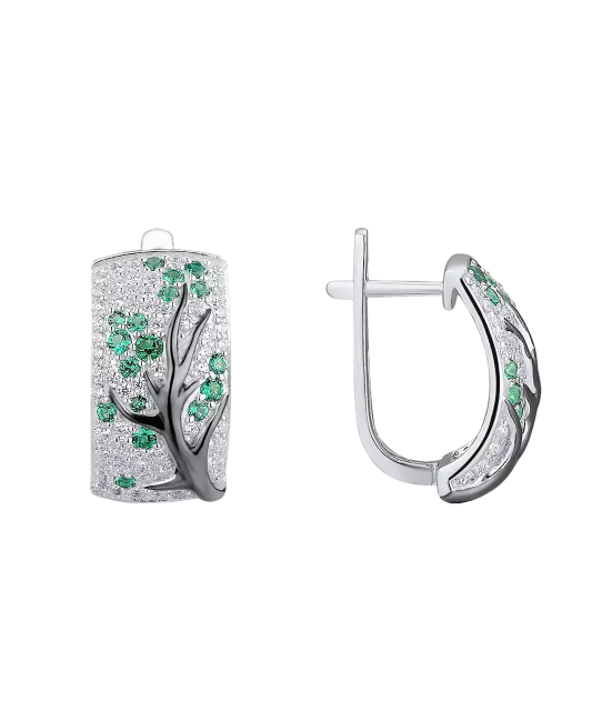 Серебряные серьги со шпинелями и цирконами