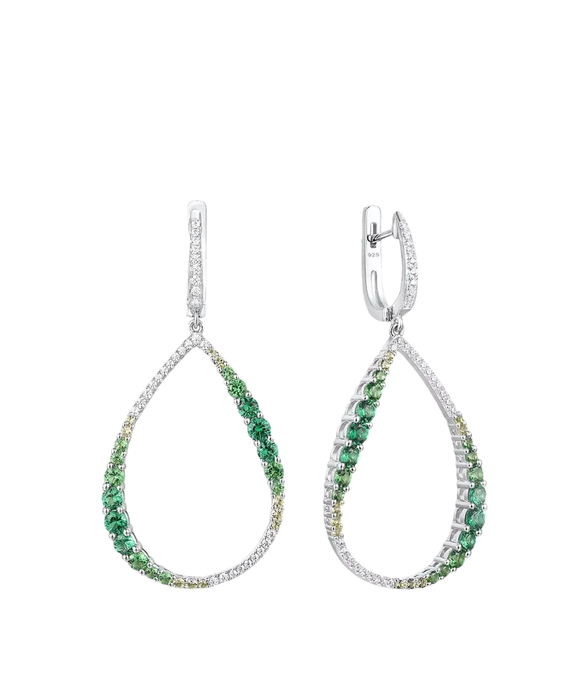 Серебряные серьги со шпинелями и цирконами