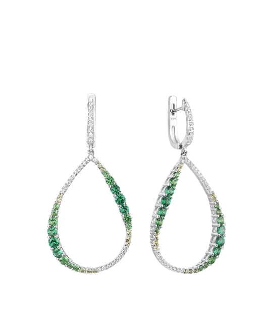 Sudraba auskari ar spineļiem un cirkoniem