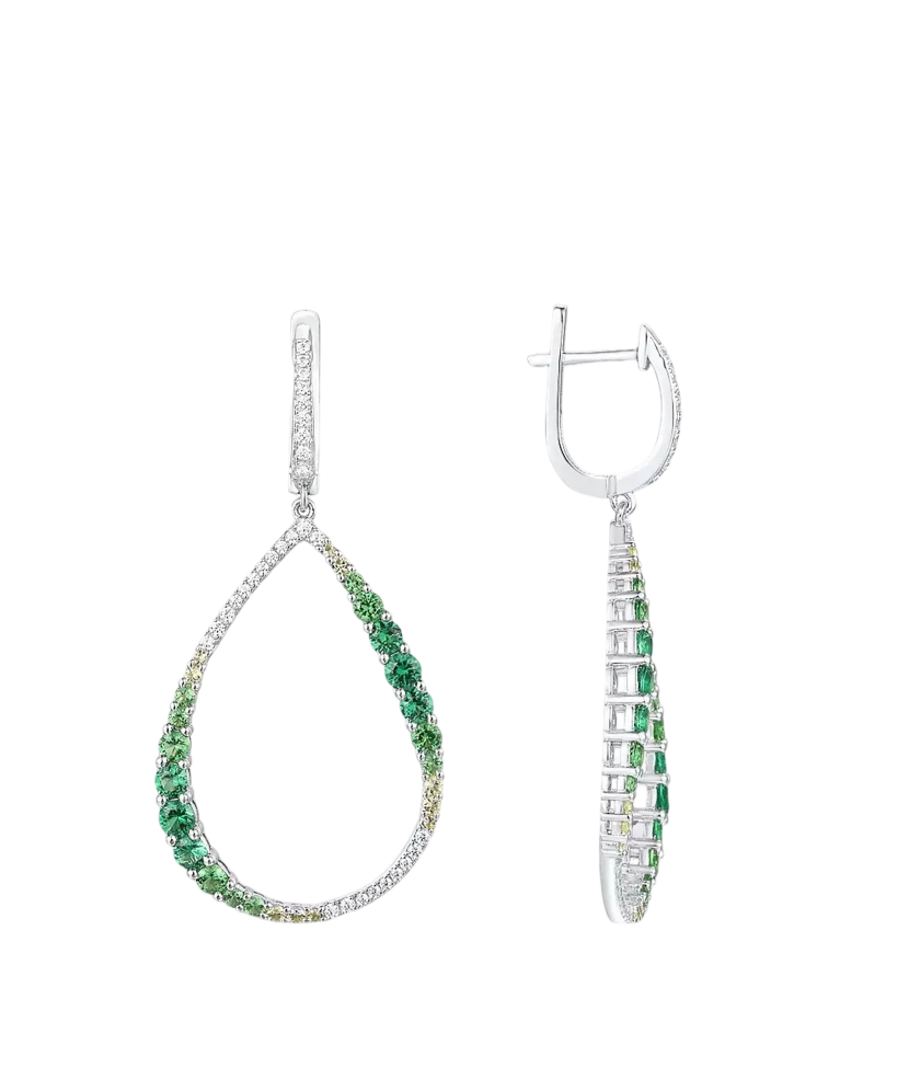 Sudraba auskari ar spineļiem un cirkoniem