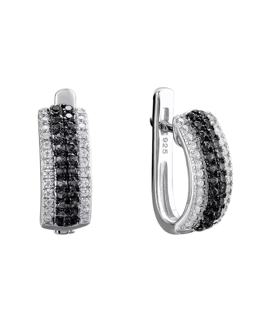 Серебряные серьги со шпинелями и цирконами