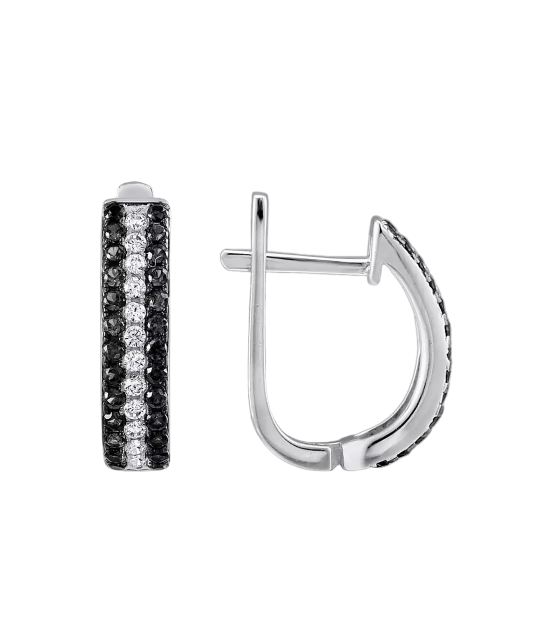 Серебряные серьги со шпинелями и цирконами