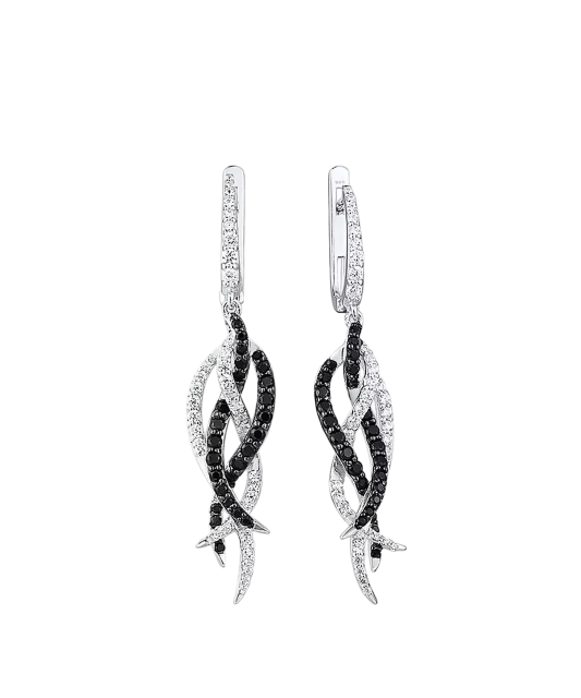 Серебряные серьги со шпинелями и цирконами