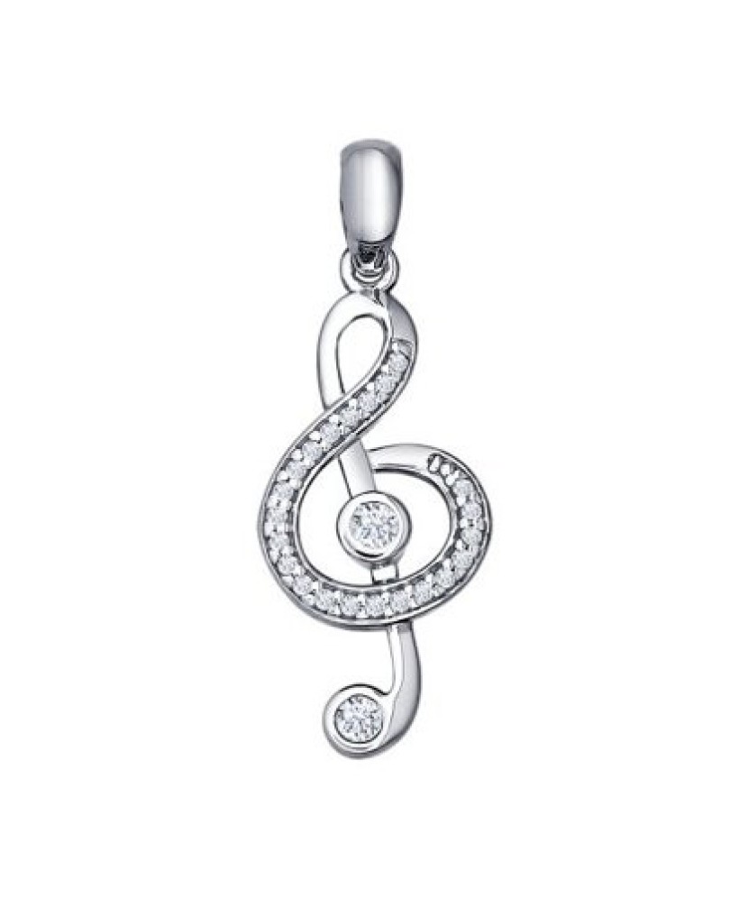 Sudraba piekariņš ar cirkonijiem "Mūzikas atslēga" - Sudraba Kuloni - Goldinga